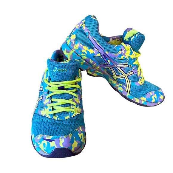 Asics Shoes - ASICS Womens Gel Frantic 7 Camo Blue Purple Yellow Running Shoes T3A6Q Size 9